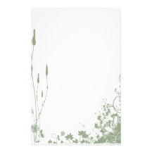Green Floral Pond Stationary Stationery