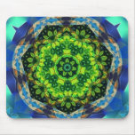 Green Flower Circle Geometric Mandala Mousepad