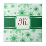 Green Flower Monogram Tile