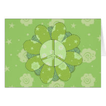 Green Flower Peace Sign Card