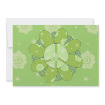 Green Flower Peace Sign Invitations