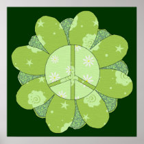 Green Flower Peace Sign Print
