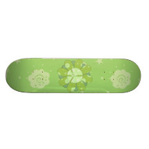 Green Flower Peace Sign Skate Decks