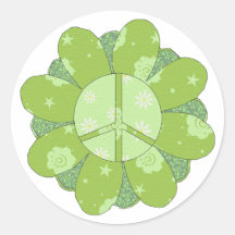 Green Flower Peace Sign Sticker