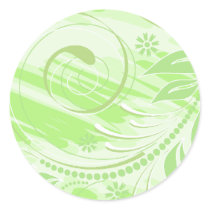 green flowers round sticker
