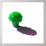 Green Flowers White Bucket and Shadow Posters