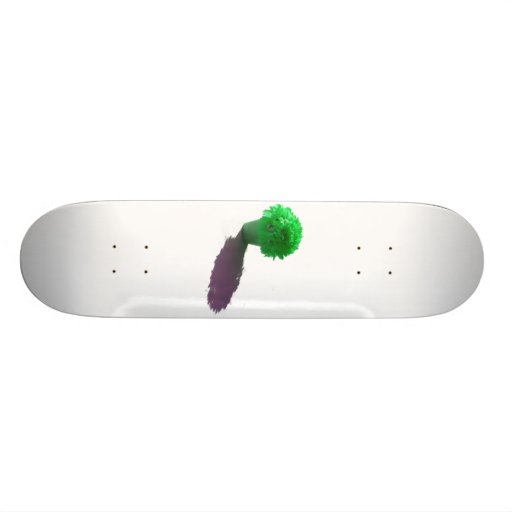 Green Flowers White Bucket and Shadow Skateboard Deck
