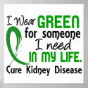 Green For Someone I Need Kidney Disease posters