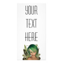 Green Forest Fairy 3D Close-Up Customized Photo Card