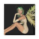 Green Forest Fairy 3D - Sitting Sideways magnets