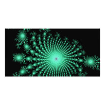 Green Fractal Islands on Black - abstract art Photo Greeting Card