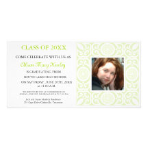 Green Frame - Photo Graduation Party invites Photo Card