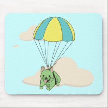 Green French Bulldog Umbrella Fun Mousepad