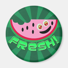 Green Fresh Melon Refrigerator Magnets