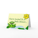 Green Frog Baby Shower Invitation Greeting Cards