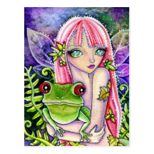 Green Frog Elf - Postcard