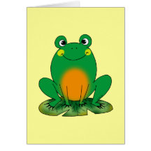 Green frog greeting card