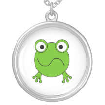 Green Frog. Looking confused. Custom Necklace