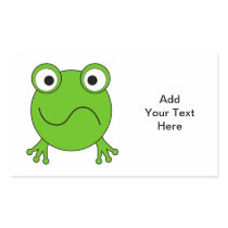 Green Frog. Looking confused. Rectangular Sticker
