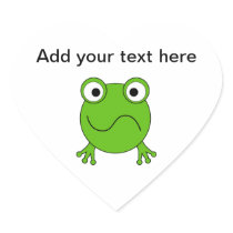 Green Frog. Looking confused. Heart Sticker