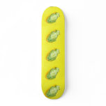 Green frog on yellow background watercolour skateboards