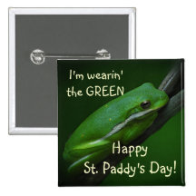 Green Frog St. Patrick's Day Button