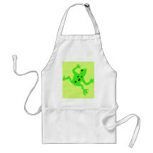 Green Frog / Toad, Lime Green Background Aprons