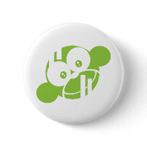 Green Funky Munky Pinback Button