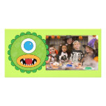 Green funny monster customised photo card