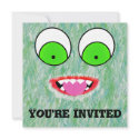 Green Fuzz Monster Invitations