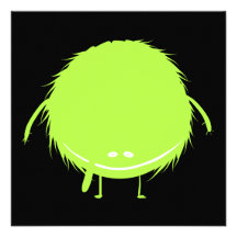 green fuzzy duzzle monster personalized invitation