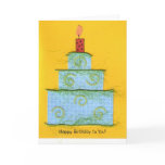 Green Fuzzy Swirled Birthday Cake Card