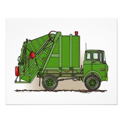 Green Garbage Truck Custom Invitation