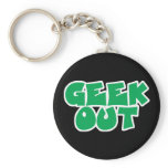 Green Geek Out Text Design keychains