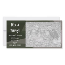 Green Geometric Camouflage Party Invite Photo Card