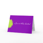 Green Gerbera on Purple Dot Save the Date Card