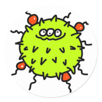 Green Germ Round Stickers