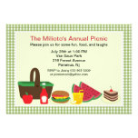 Green Gingham Picnic or Barbecue Invitation