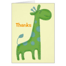Green Giraffe Applique Thanks Cards