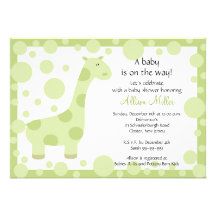 Green Giraffe Baby Shower Invitation