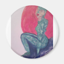 Green Girl Refrigerator Magnet