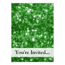 Green Glitter Sequins-Look Personalized Invitation