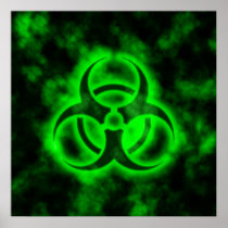 Green Glow Biohazard Symbol Poster