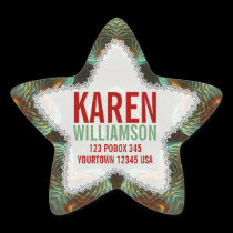 Green & Gold Fractal Art Custom Name Star Stickers stickers