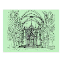 Green gothic Orensanz drawing Postcard