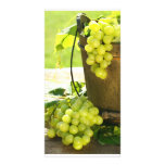 Green grapes and leaves in an old bucket photo cards