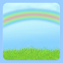 Green Grass, Rainbow & Blue Sky Background stickers