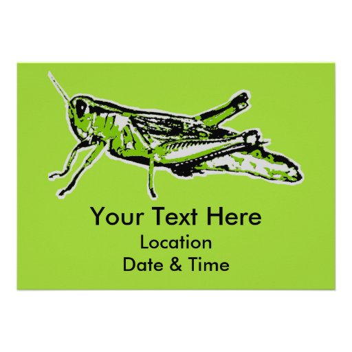 Green Grasshopper Retro Graphic Personalised Invite