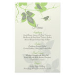 Green Grey Birds and Leaves Wedding Menu Card