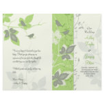 Green Grey Birds and Vines Wedding Program